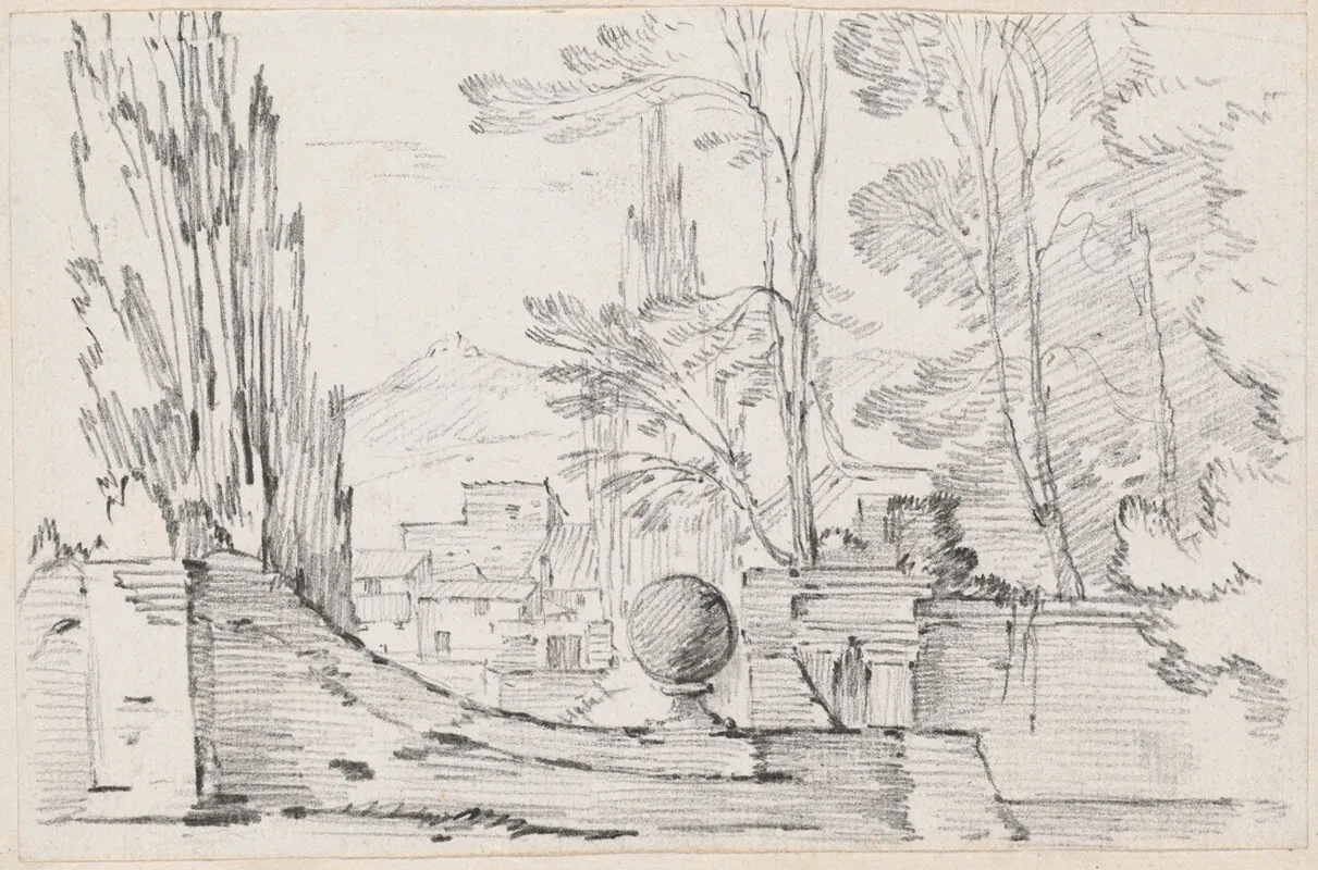 View Across The Wall Of An Italian Garden