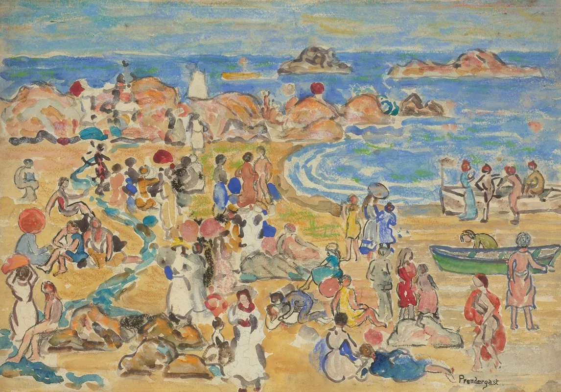 View Along New England Coast Wall Art by Maurice Prendergast - High-Resolution Digital Print