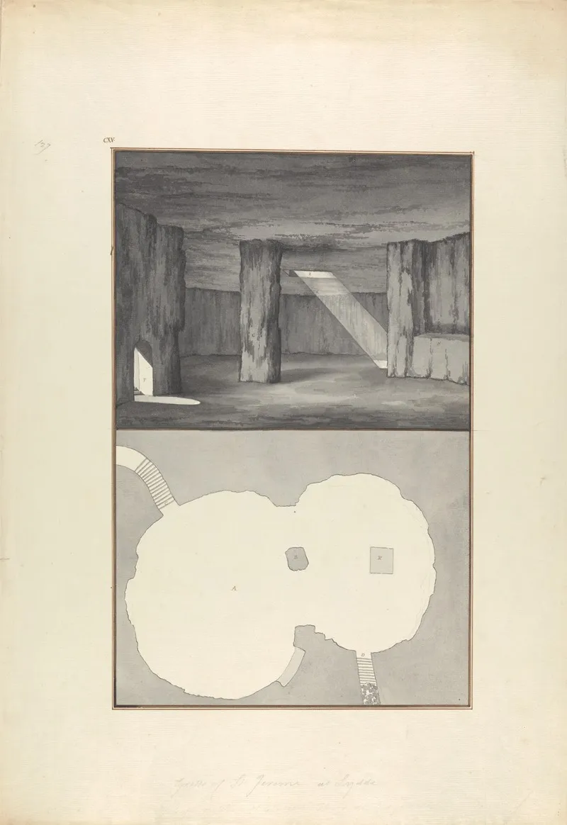 View And Plan Of The Grotto Of St Jerome At Lydda Lod