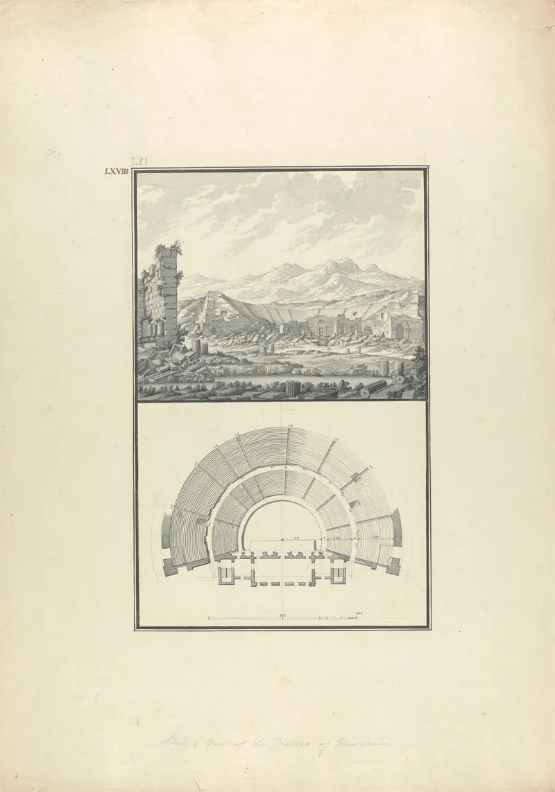 View And Plan Of The Theater Of Hierapolis Now Pamukkale