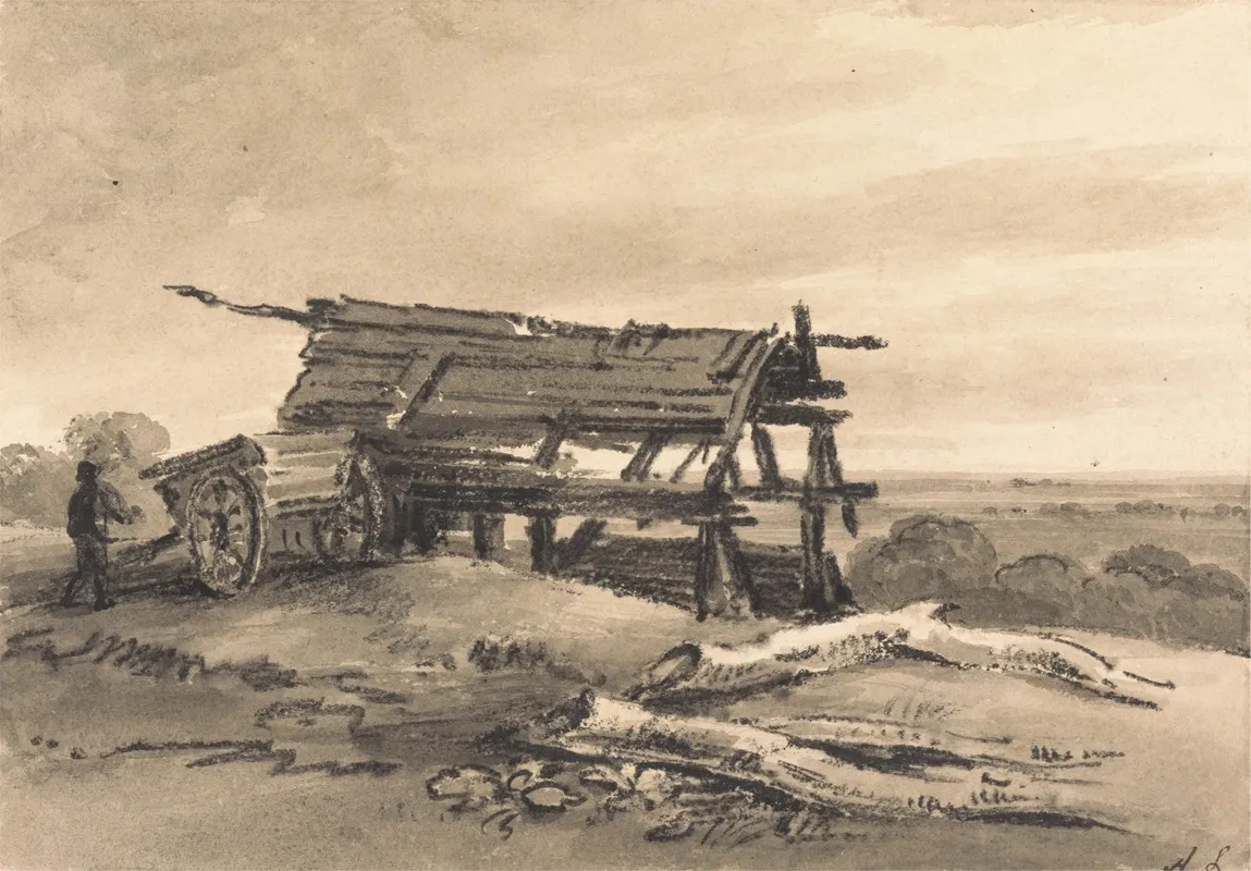 View At Harrow With Farm Worker Cart And Ruined Barn Wall Art by Amelia Long - High-Resolution Digital Print