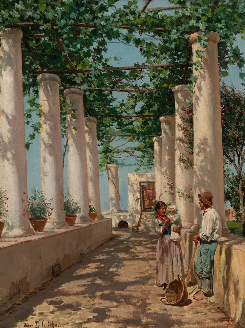 View From A Loggia Capri Wall Art by Holger Hvitfeldt Jerichau - High-Resolution Digital Print