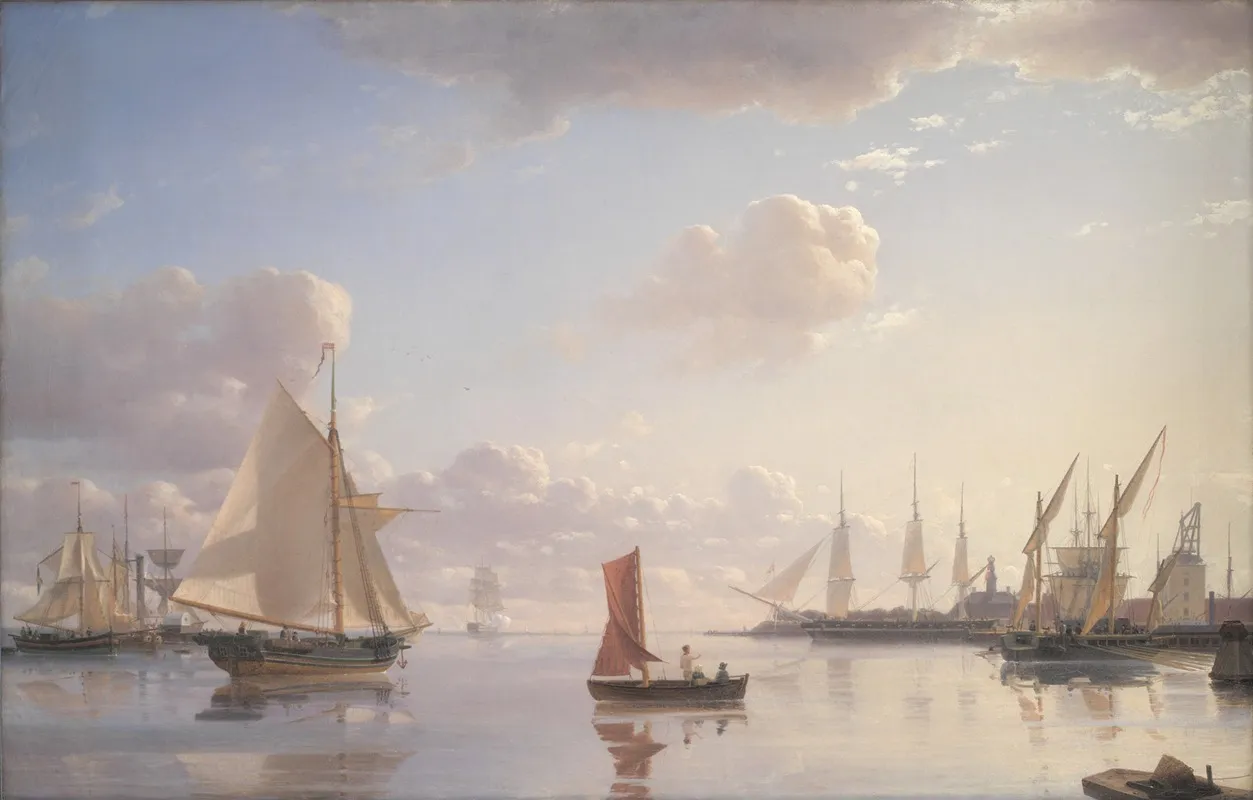 View From Langelinie Towards The Royal Naval Dockyards At Nyholm Copenhagen Morning Light Wall Art by Emanuel Larsen - High-Resolution Digital Print
