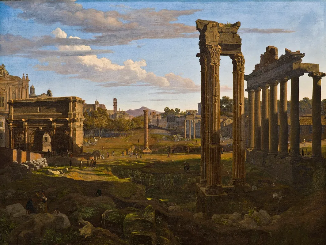 View From The Capitol Looking Towards The Forum Romanum Wall Art by Johann Heinrich Schilbach - High-Resolution Digital Print