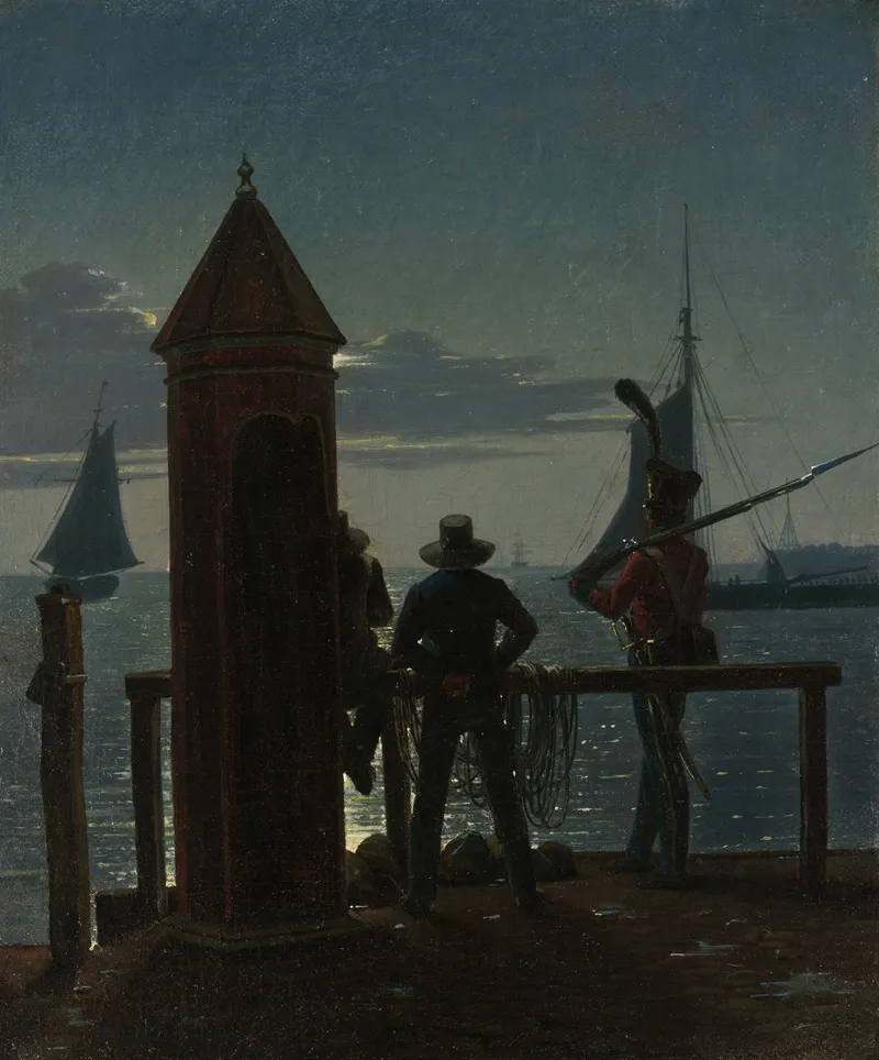 View From The Citadel Ramparts In Copenhagen By Moonlight