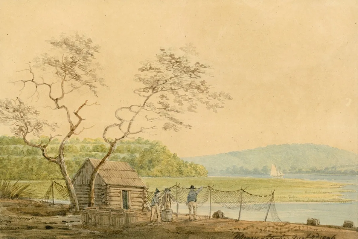 View From The Packet Wharf At Frenchtown Looking Down Elk Creek Wall Art by Benjamin Henry Latrobe - High-Resolution Digital Print