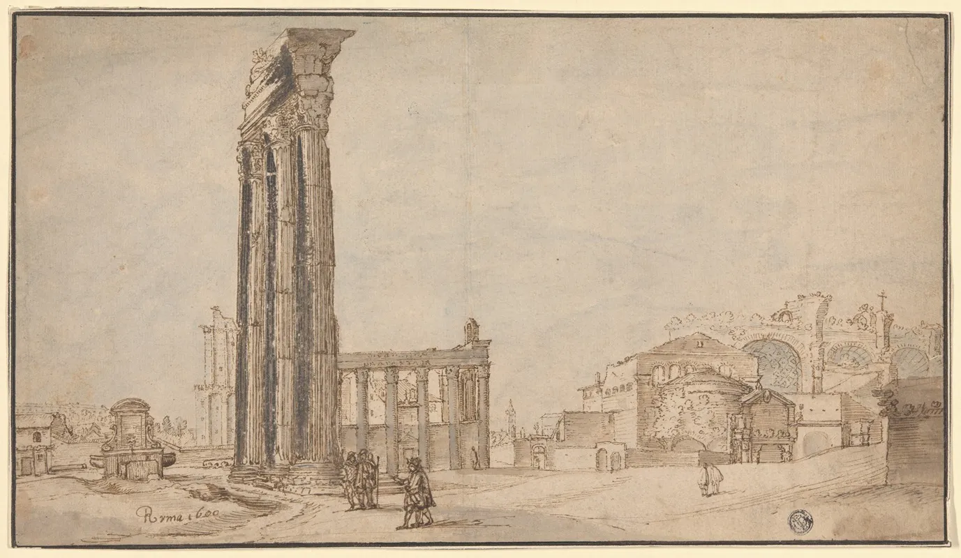 View From Within The Roman Forum Wall Art by Circle of Willem van Nieulandt II - High-Resolution Digital Print
