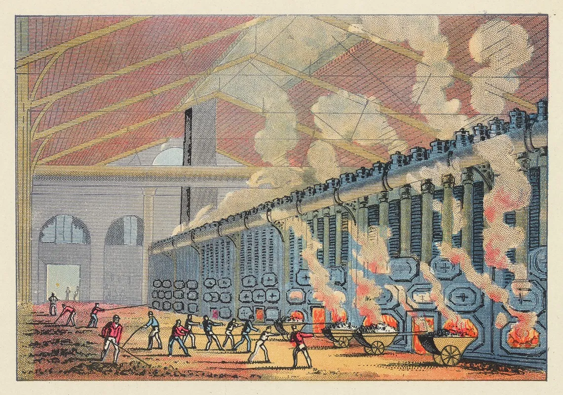 View In Gas Works Drawing Coke From The Retorts Wall Art by John Howard Appleton - High-Resolution Digital Print