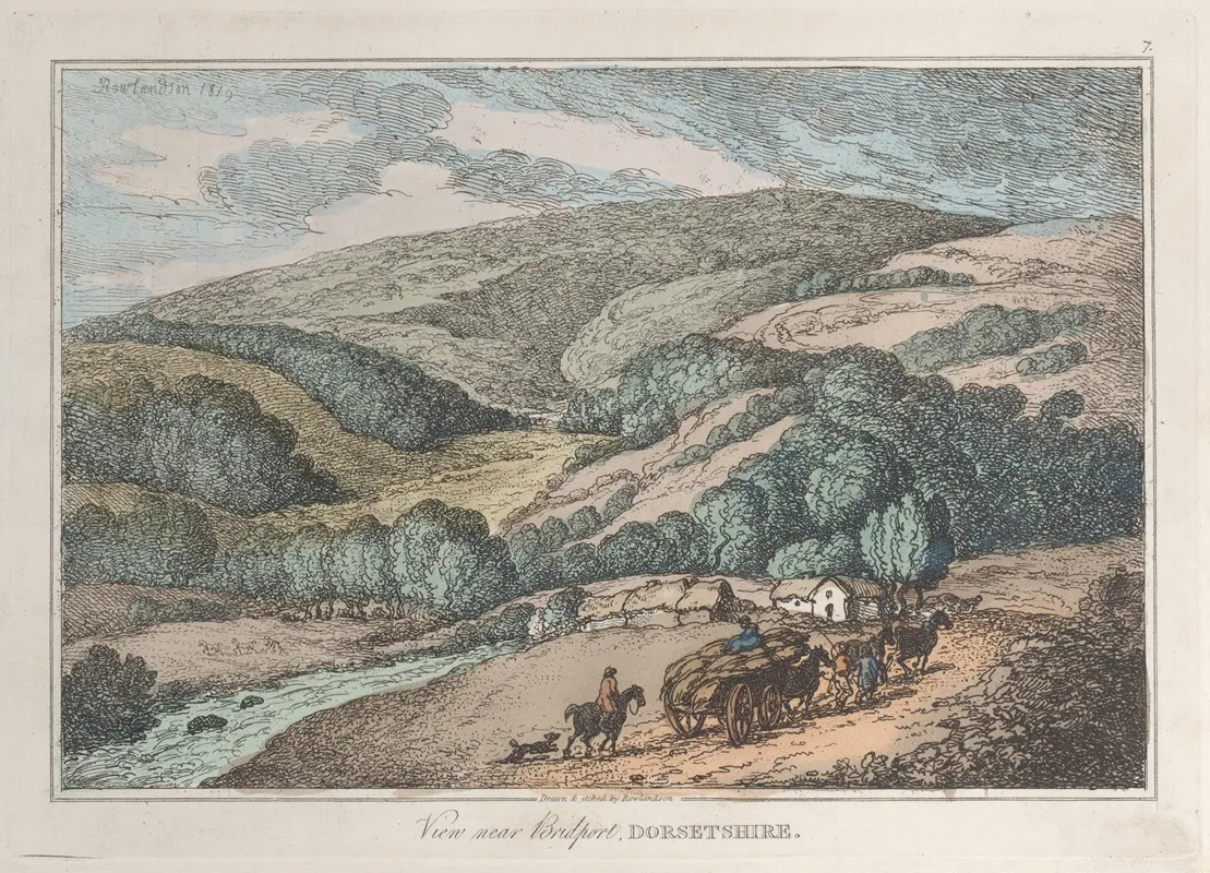 View Near Bridport Dorsetshire Wall Art by Thomas Rowlandson - High-Resolution Digital Print