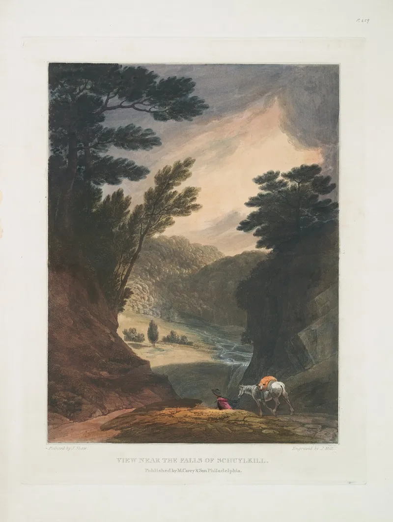 View Near The Falls Of Schuylkill Wall Art by Joshua Shaw - High-Resolution Digital Print