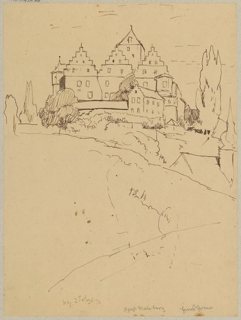 View Of A Mediaeval Castle In Mainberg Near Schweinfurt Wall Art by Hans Thoma - High-Resolution Digital Print