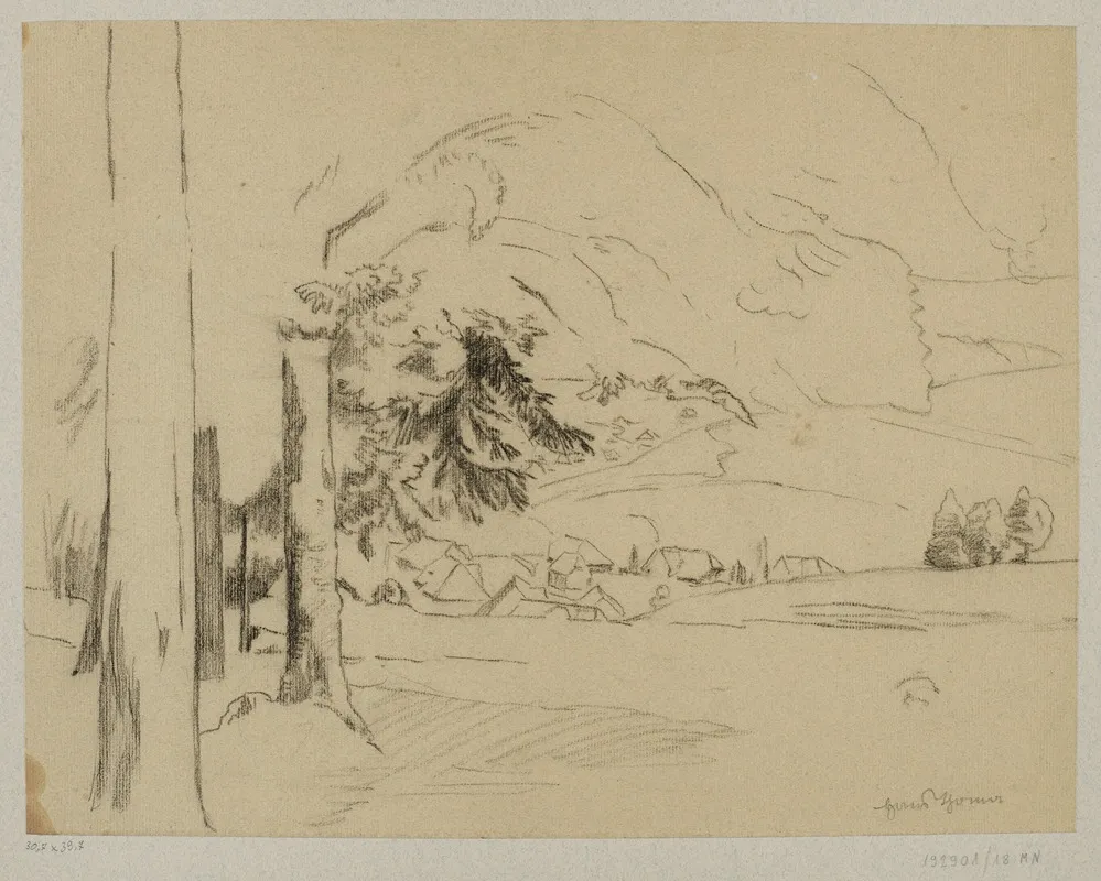 View Of A Village In A Mountain Valley Wall Art by Hans Thoma - High-Resolution Digital Print