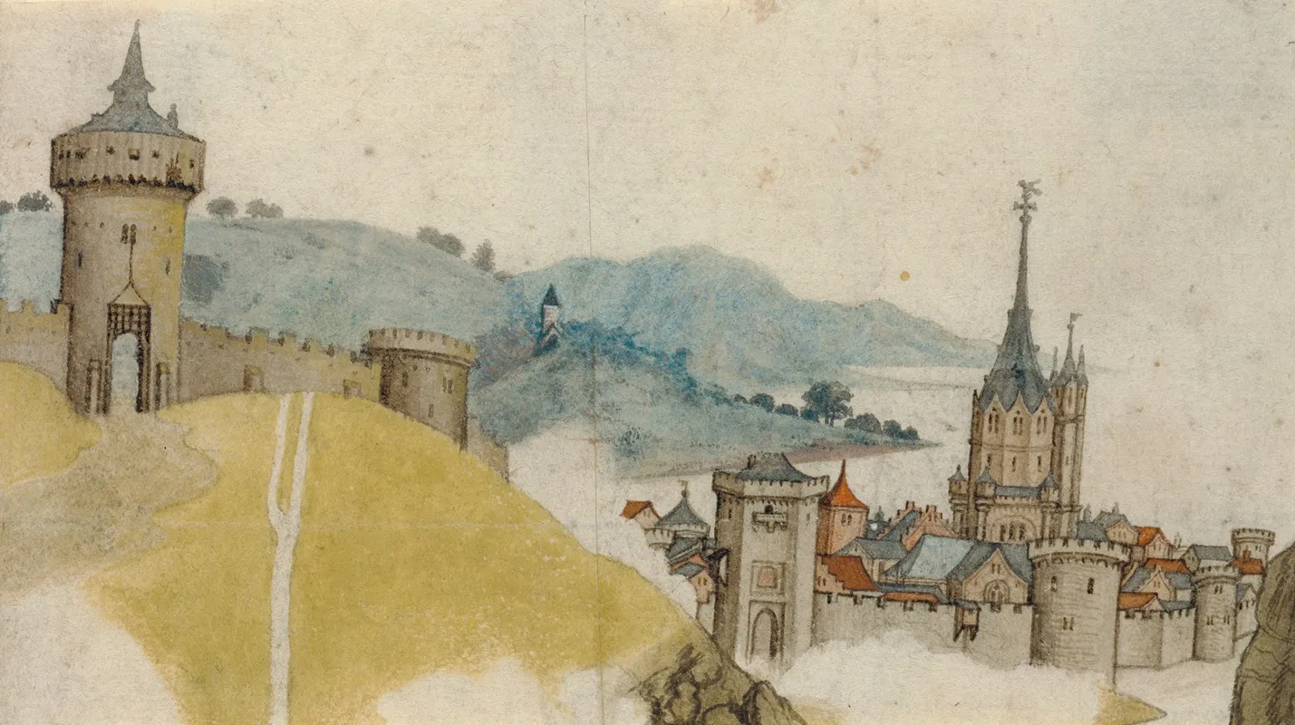 View Of A Walled City In A River Landscape Wall Art by Workshop of Master LCz - High-Resolution Digital Print