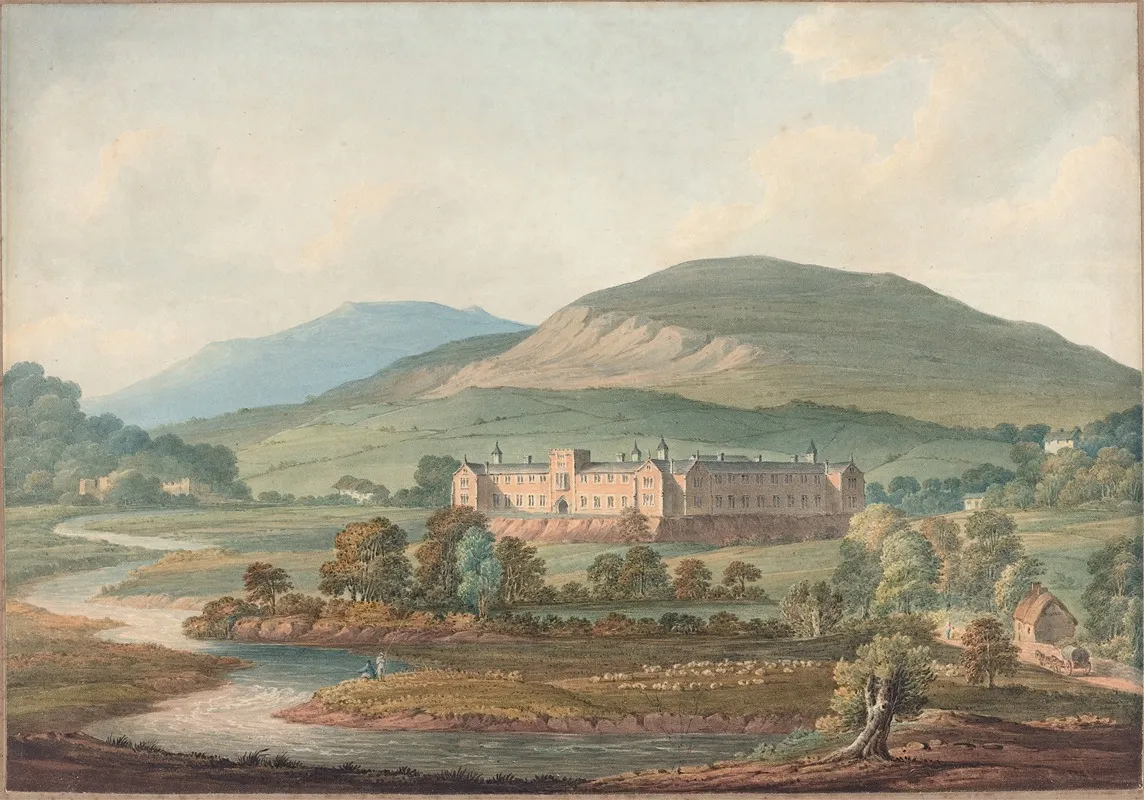 View Of An Estate Wall Art by John William Upham - High-Resolution Digital Print
