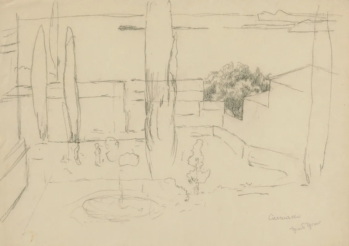 View Of An Italian Garden With A Fountain