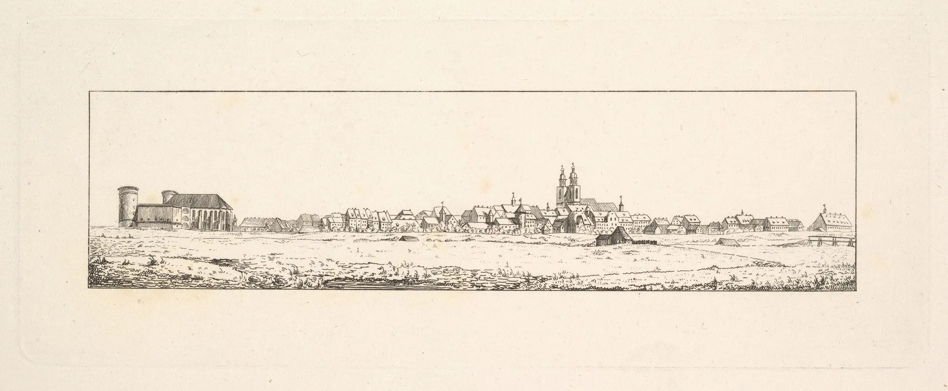 View Of An Old Town With A Church And High Gabled Houses