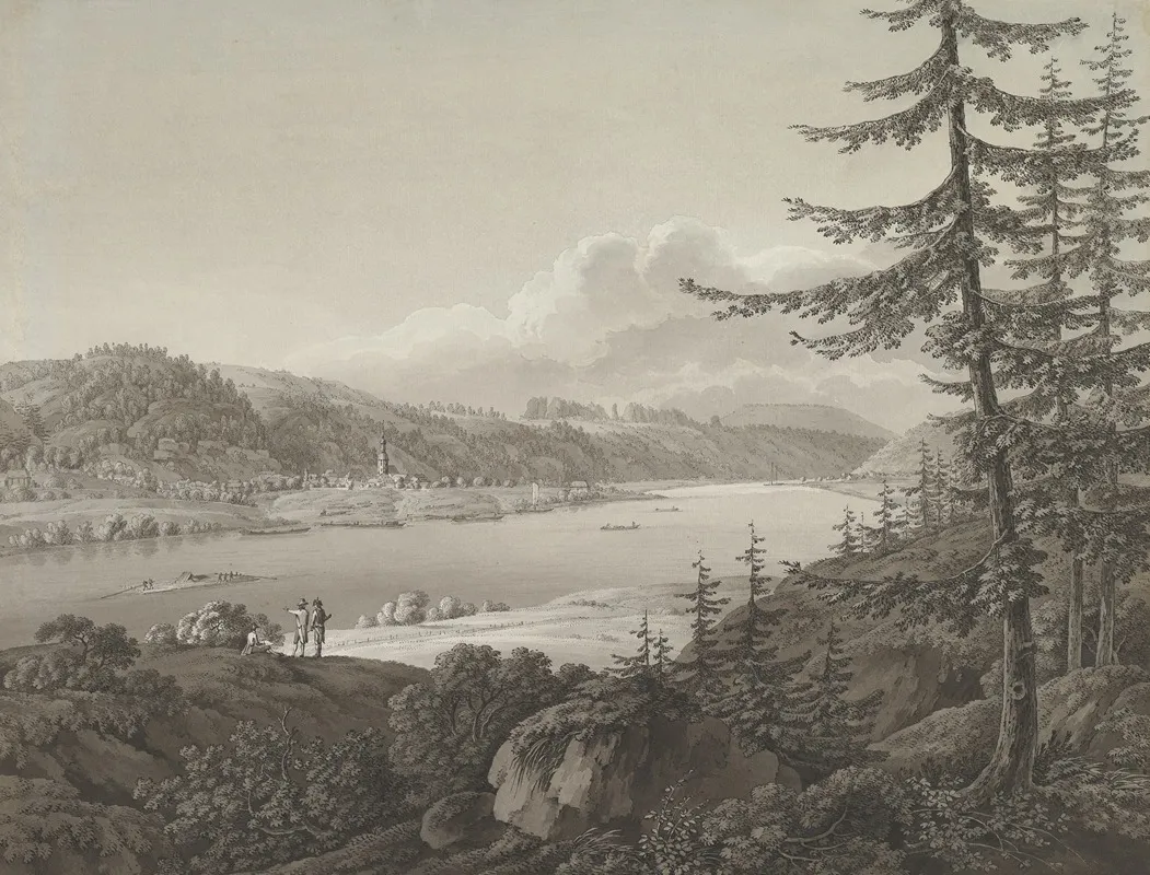 View Of Bad Schandau At The River Elbe With The Winterberg