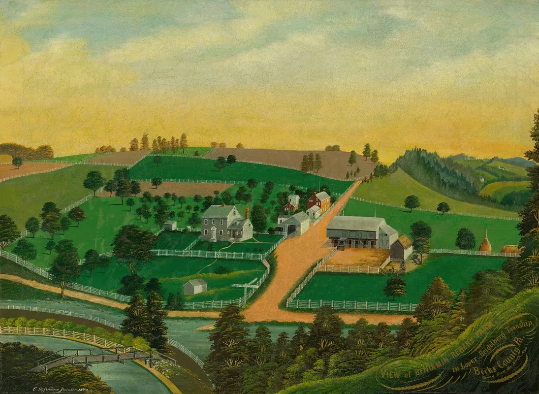 View Of Benjamin Rebers Farm Wall Art by Charles C. Hofmann - High-Resolution Digital Print