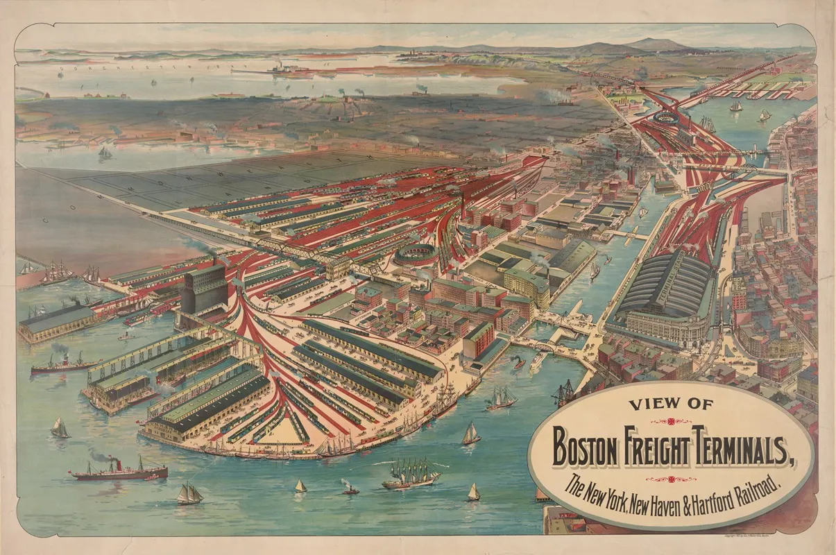 View Of Boston Freight Terminals The New York New Haven Hartford Railraod Wall Art by Geo. H. Walker &amp; Co. - High-Resolution Digital Print