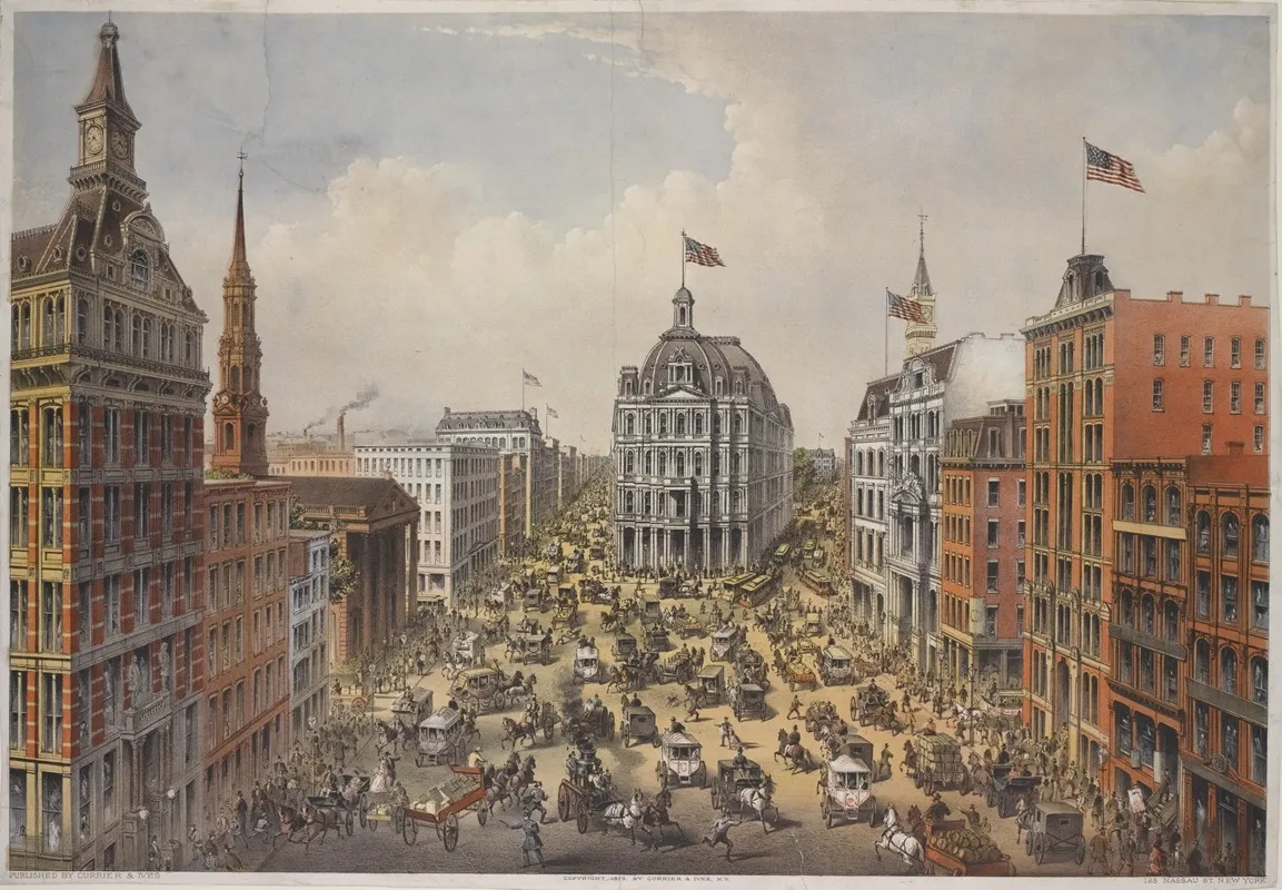 View Of Broadway Looking North From Just Below Fulton St St Pauls On The Left Post Office In Centre