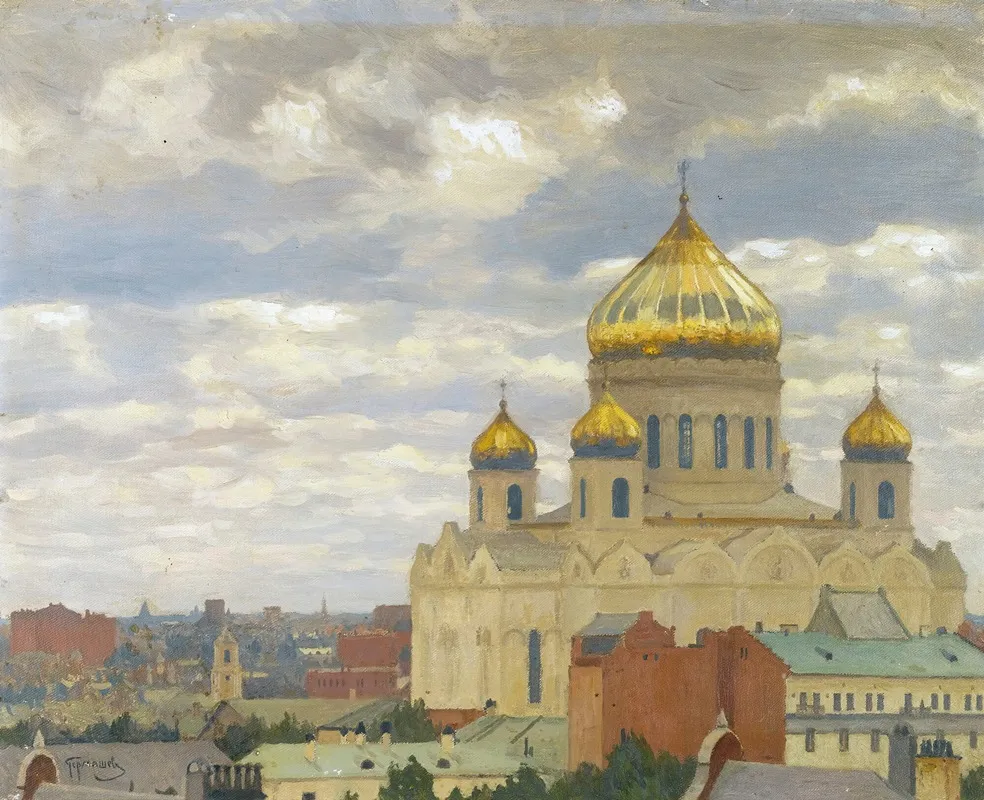 View Of Cathedral Of Christ The Saviour Moscow Wall Art by Mikhail Markianovich Germachev - High-Resolution Digital Print