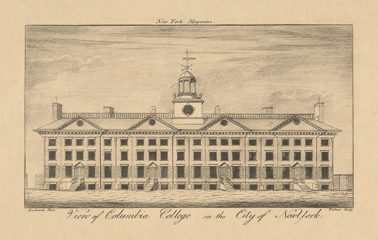 View Of Columbia College In The City Of New York Wall Art by Cornelius Tiebout - High-Resolution Digital Print