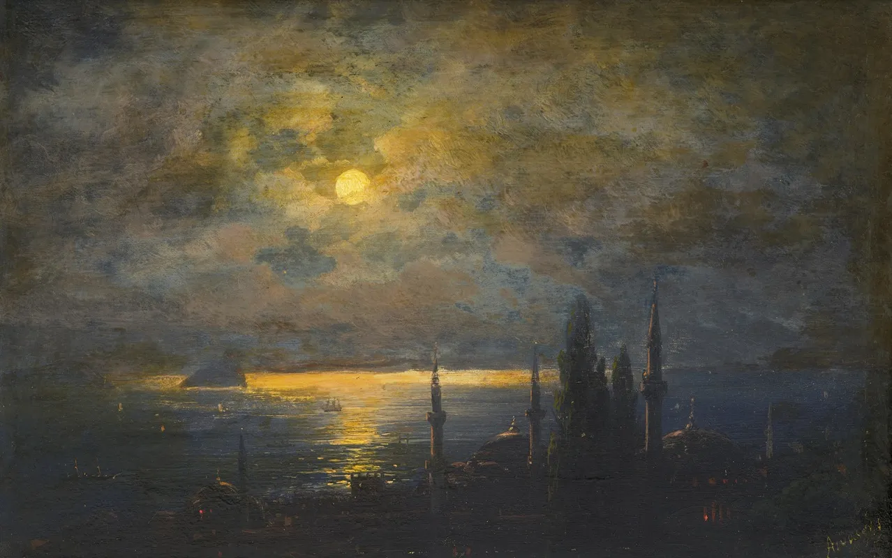 View Of Constantinople By Night Wall Art by Ivan Konstantinovich Aivazovsky - High-Resolution Digital Print