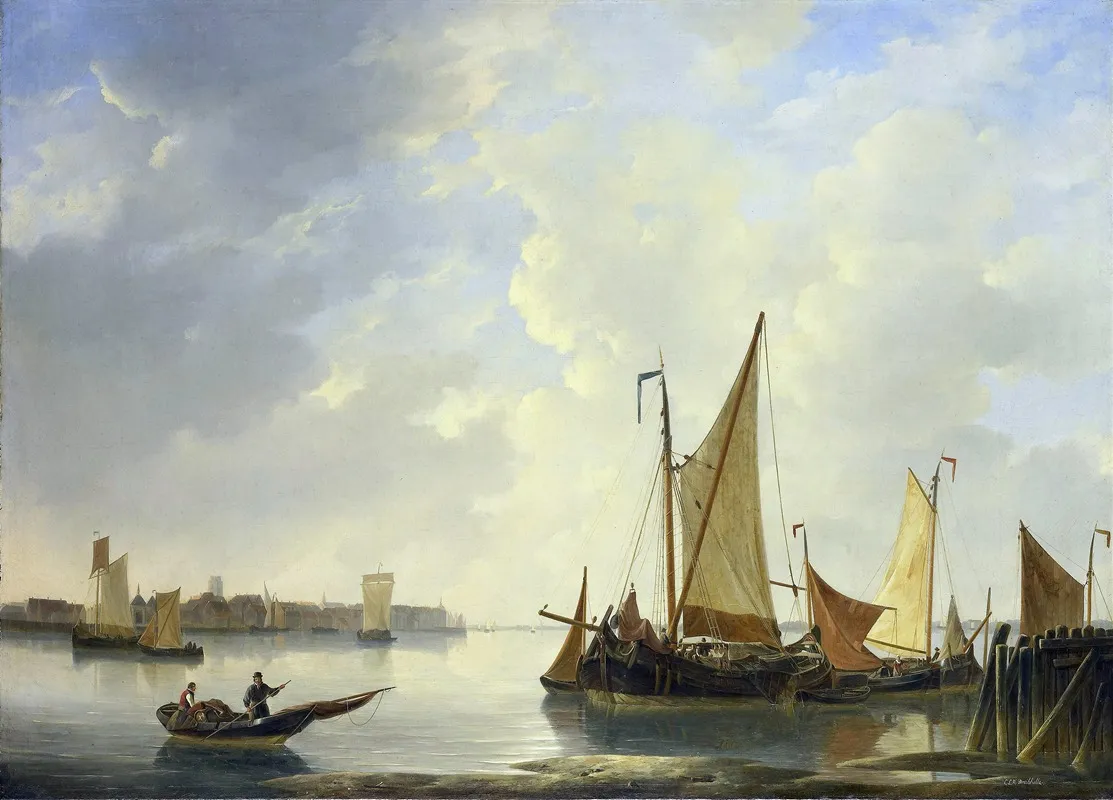 View Of Dordrecht Seen From Papendrecht Wall Art by Christiaan Lodewijk Willem Dreibholtz - High-Resolution Digital Print