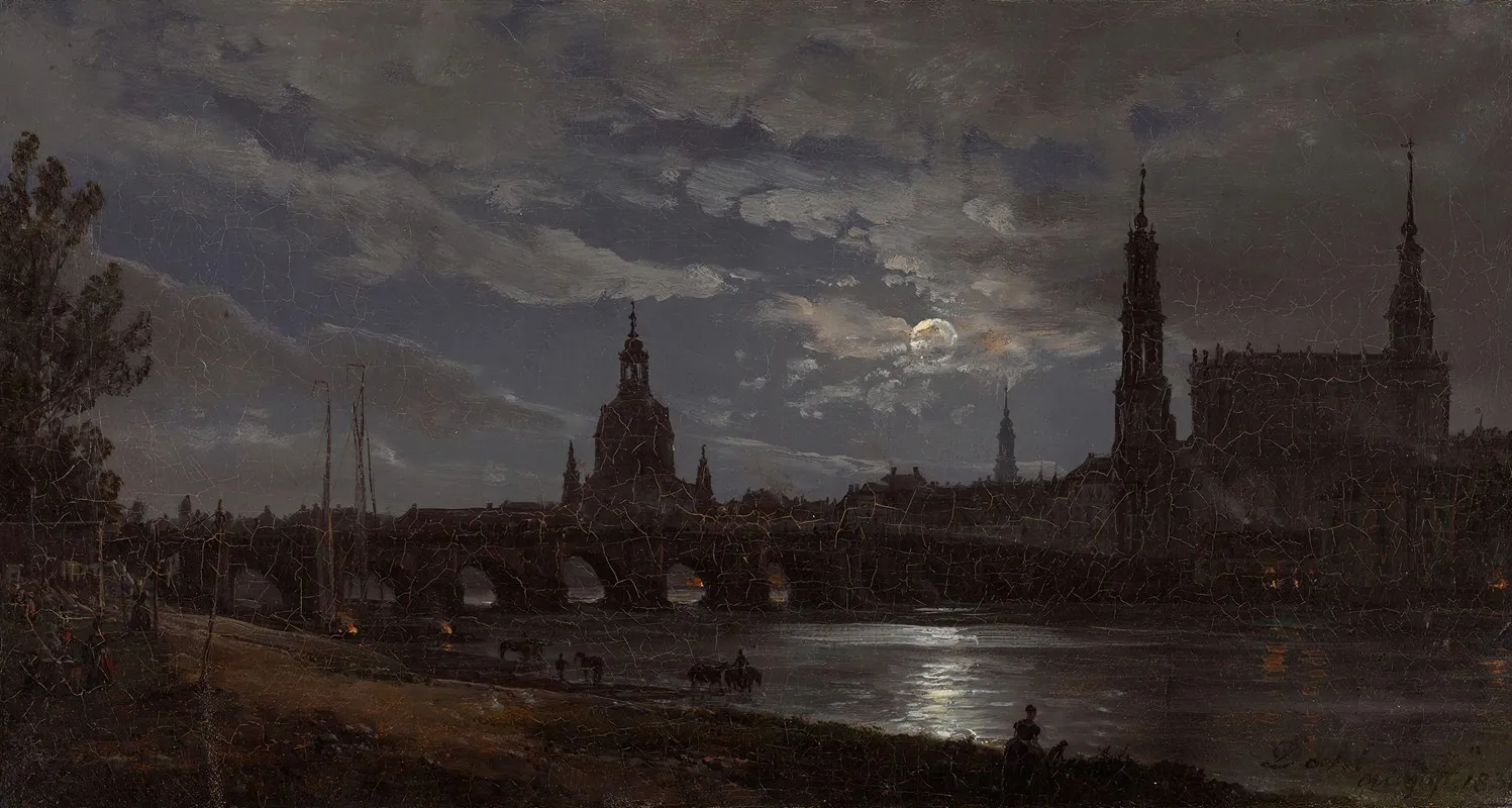 View Of Dresden By Moonlight 2