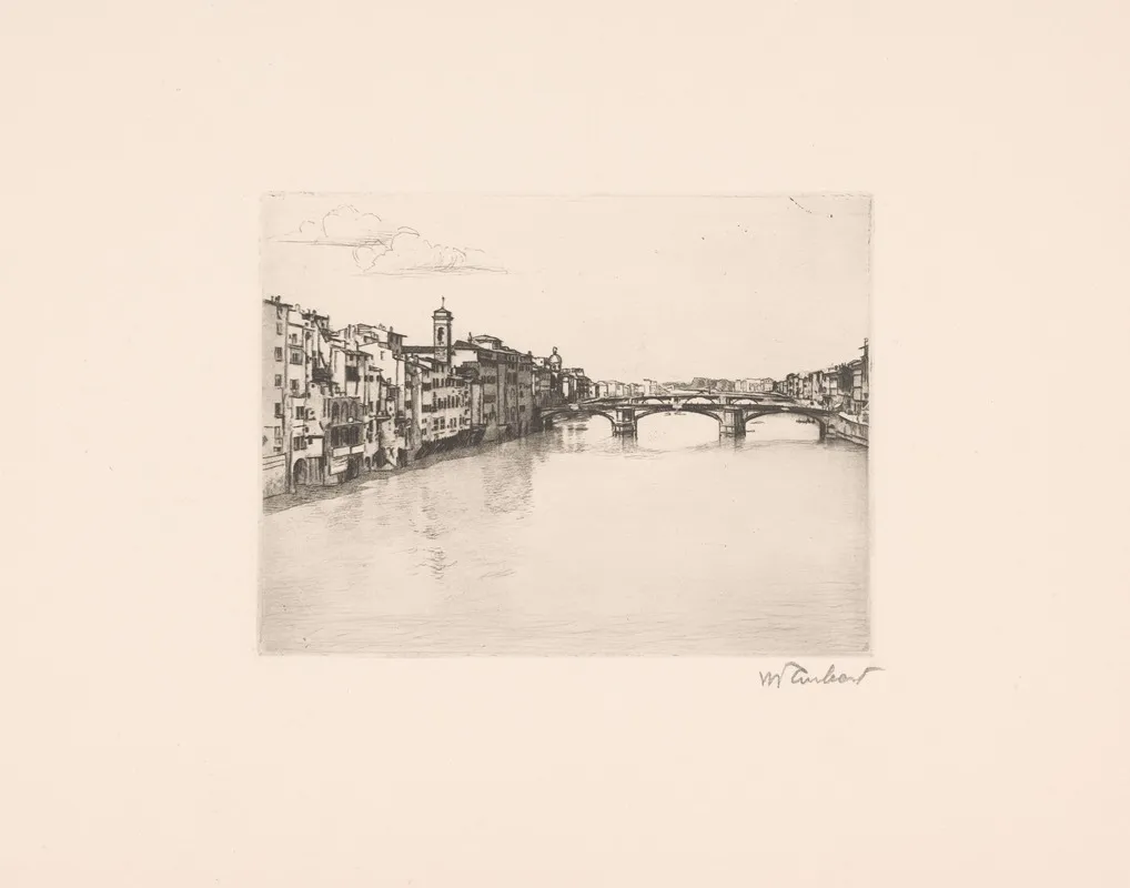 View Of Florence From The Arno Wall Art by Guglielmo Taubert - High-Resolution Digital Print