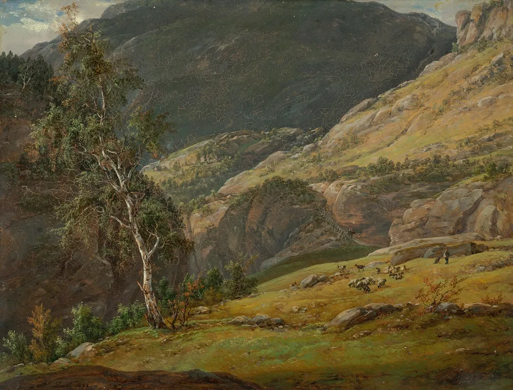 View Of Gallerne In Laerdal Wall Art by Johan Christian Dahl - High-Resolution Digital Print