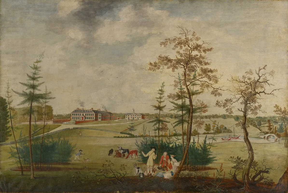 View Of Gloucestershire Country House Wall Art by Thomas Robins the elder - High-Resolution Digital Print