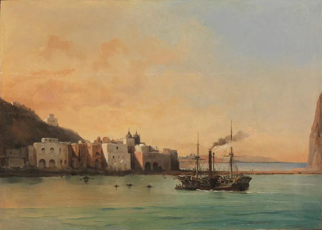 View Of Ischia From The Sea Wall Art by Jean-Charles Joseph Rémond - High-Resolution Digital Print