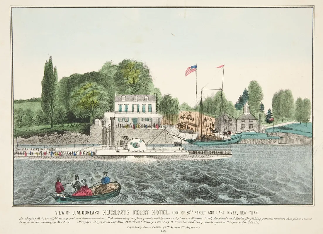 View Of J M Dunlaps Hurlgate Ferry Hotel Wall Art by James S. Baillie - High-Resolution Digital Print