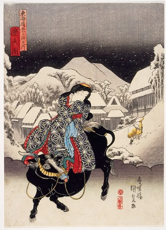 View Of Kanbara Wall Art by Utagawa Kunisada (Toyokuni III) - High-Resolution Digital Print