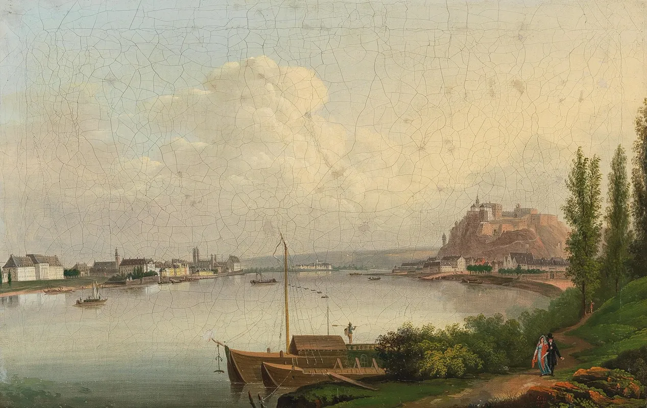 View Of Koblenz With Fortress Ehrenbreitstein Wall Art by Conrad Zick - High-Resolution Digital Print