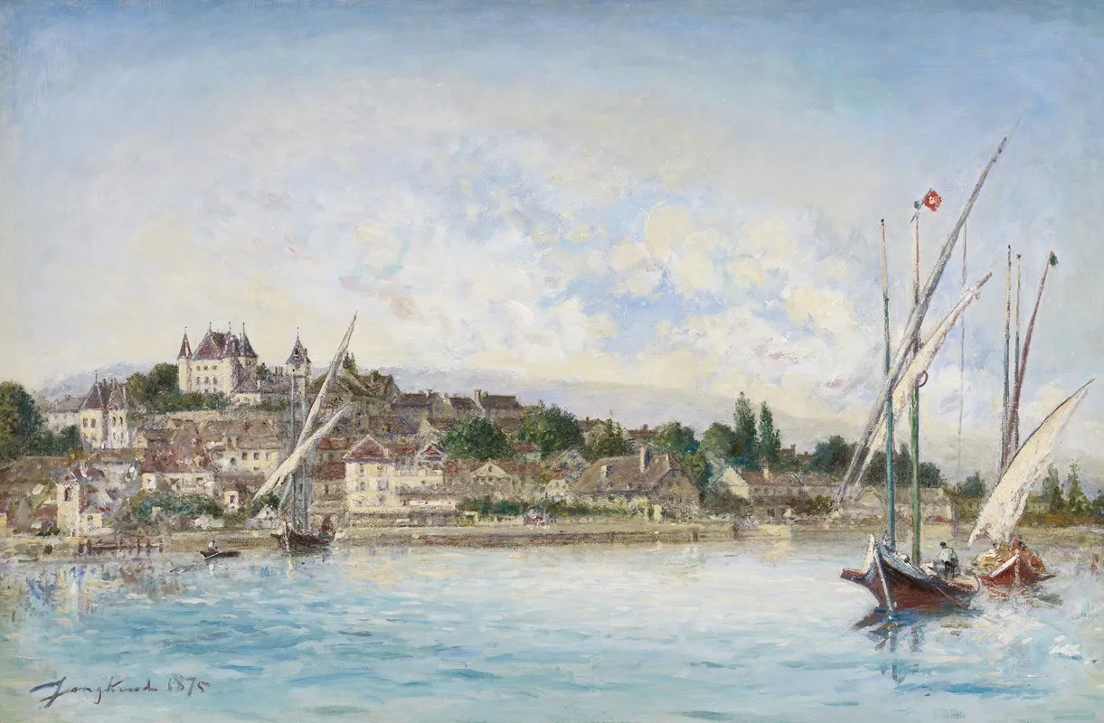 View Of Lake Leman At Nyon Wall Art by Johan Barthold Jongkind - High-Resolution Digital Print