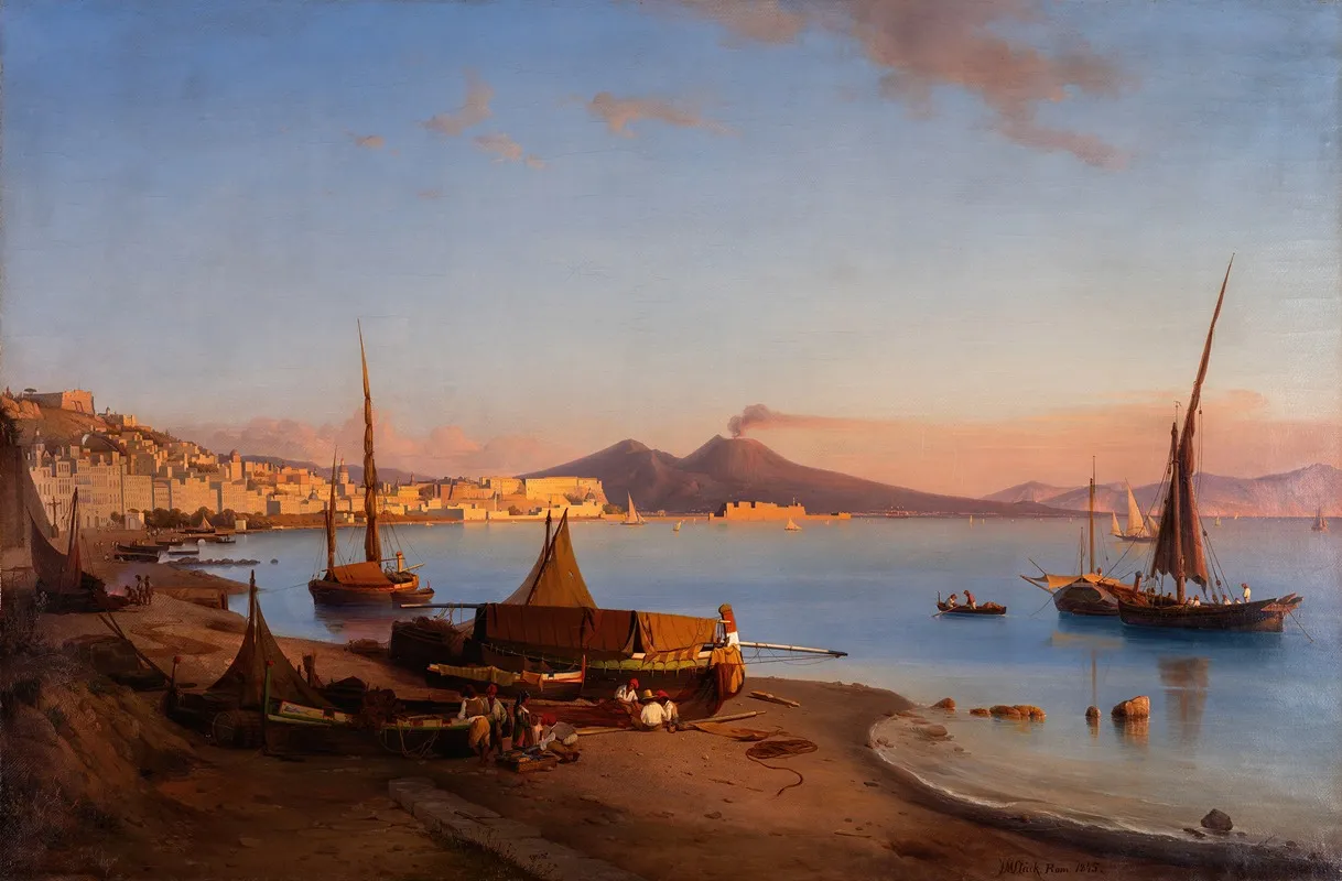 View Of Naples With Vesuvius In The Background 3 Wall Art by Joseph Magnus Stäck - High-Resolution Digital Print
