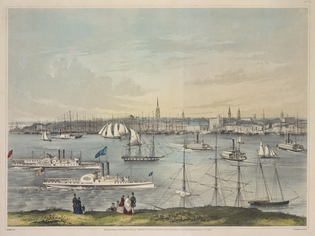 View Of New York From Brooklyn Heights 2 Wall Art by Fanny Palmer - High-Resolution Digital Print