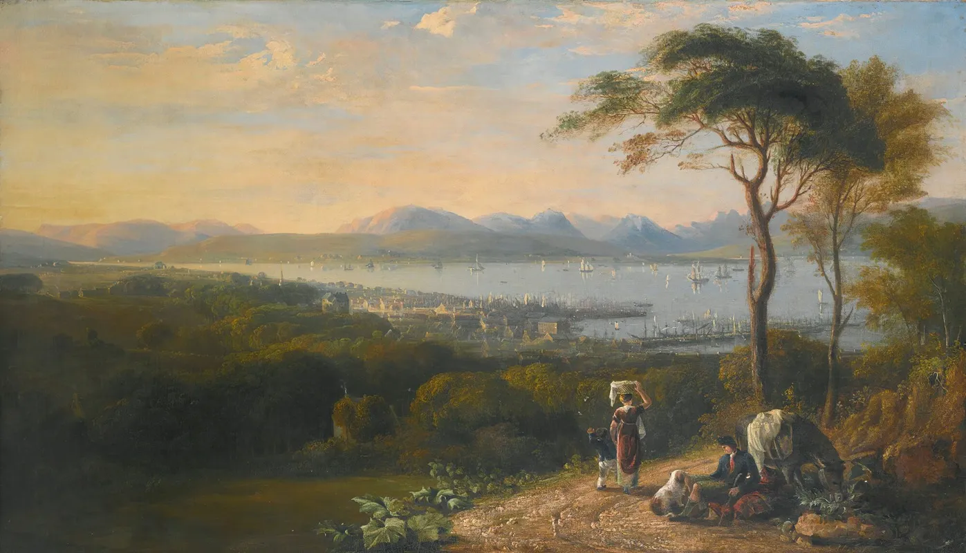 View Of Port Glasgow And Greenock On The Firth Of Clyde The Argyll Hills Beyond