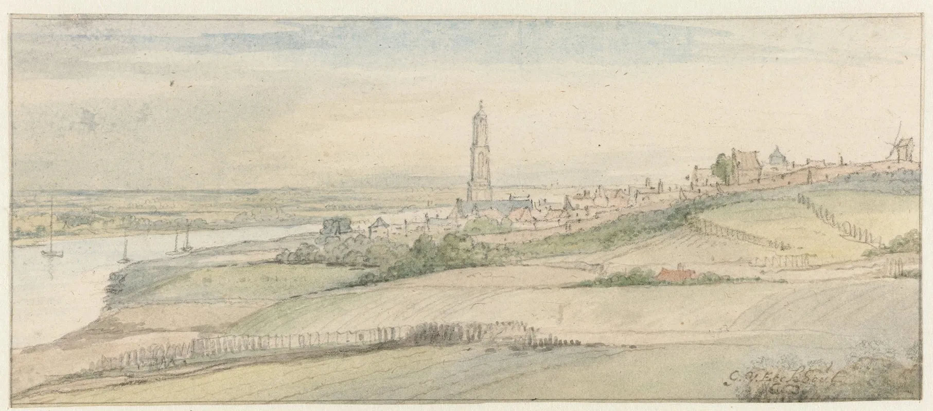 View Of Rhenen And The Rhine From The East Wall Art by Gerbrand van den Eeckhout - High-Resolution Digital Print