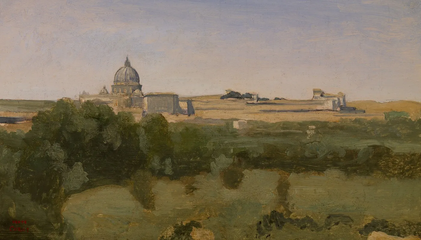 View Of Rome From Monte Pincio Wall Art by Jean-Baptiste-Camille Corot - High-Resolution Digital Print