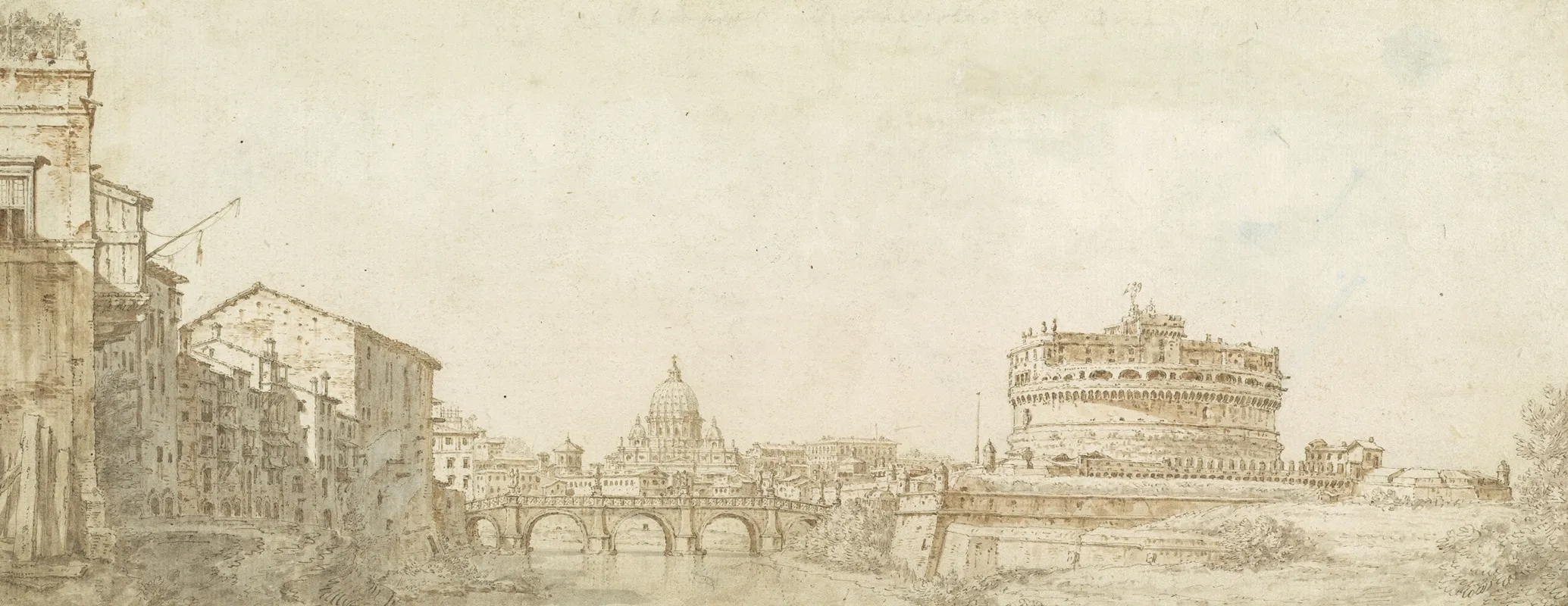 View Of Rome With The Dome Of Saint Peters And The Castel Sant Angelo Wall Art by Giuseppe Zocchi - High-Resolution Digital Print