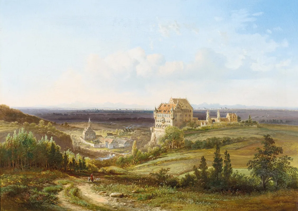 View Of Schlos Haunsheim In The District Of Dillingen On The Danube Wall Art by Pieter Franciscus Peters - High-Resolution Digital Print