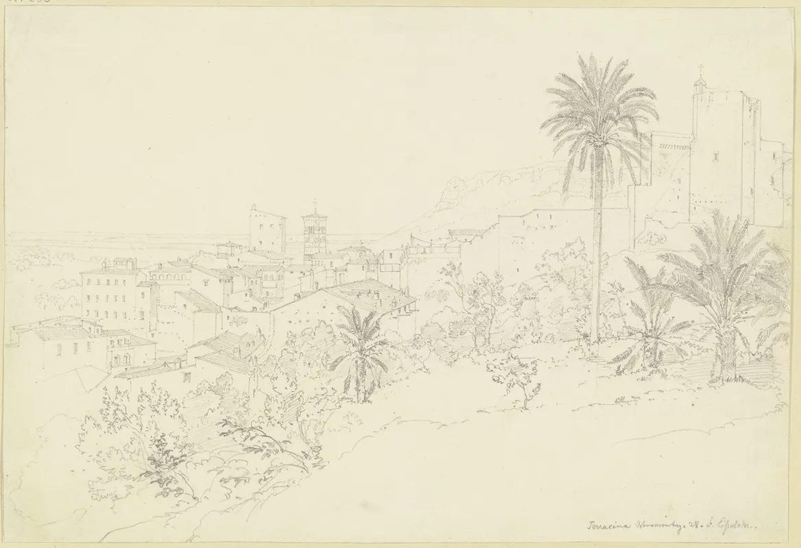 View Of Terracina Wall Art by Friedrich Eisenlohr - High-Resolution Digital Print