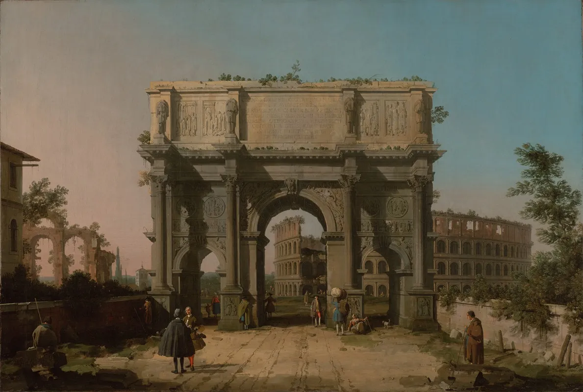 View Of The Arch Of Constantine With The Colosseum
