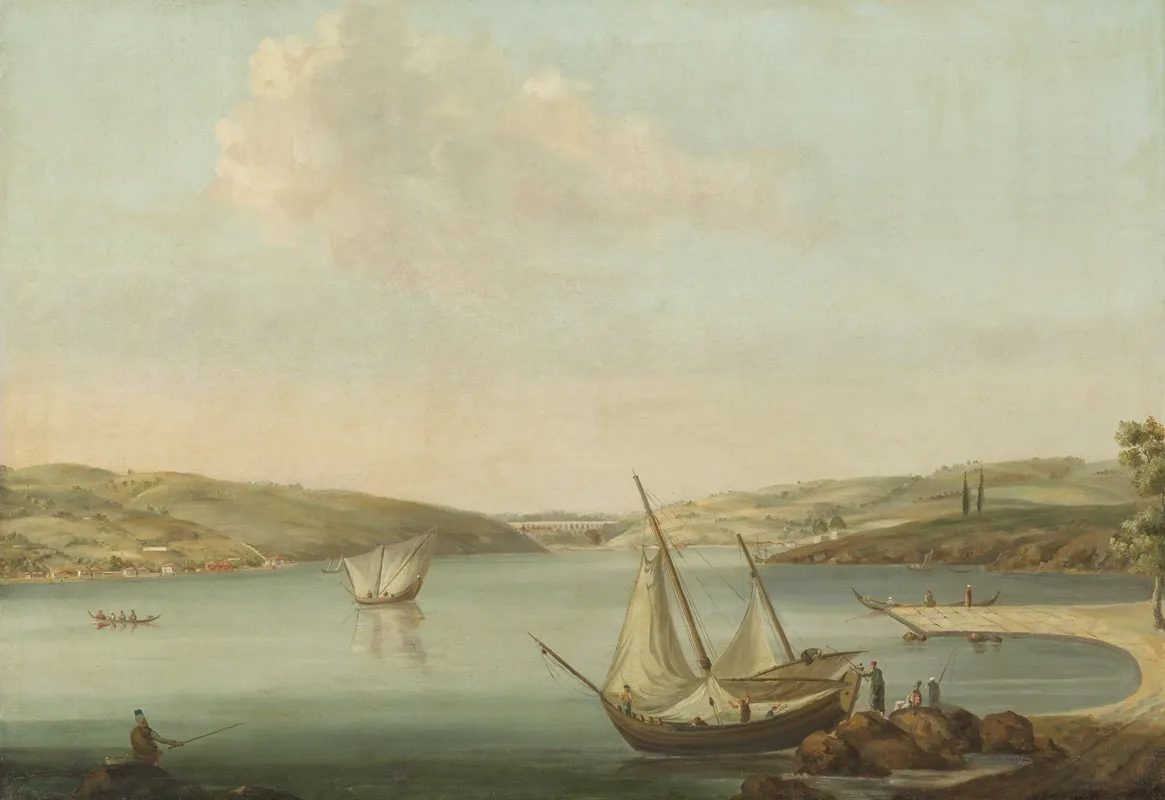 View Of The Bosporus Taken From The Height Of Beykoz To The Northwest With The Aqueduct Of Justinian In The Background Wall Art by Antoine van der Steen - High-Resolution Digital Print