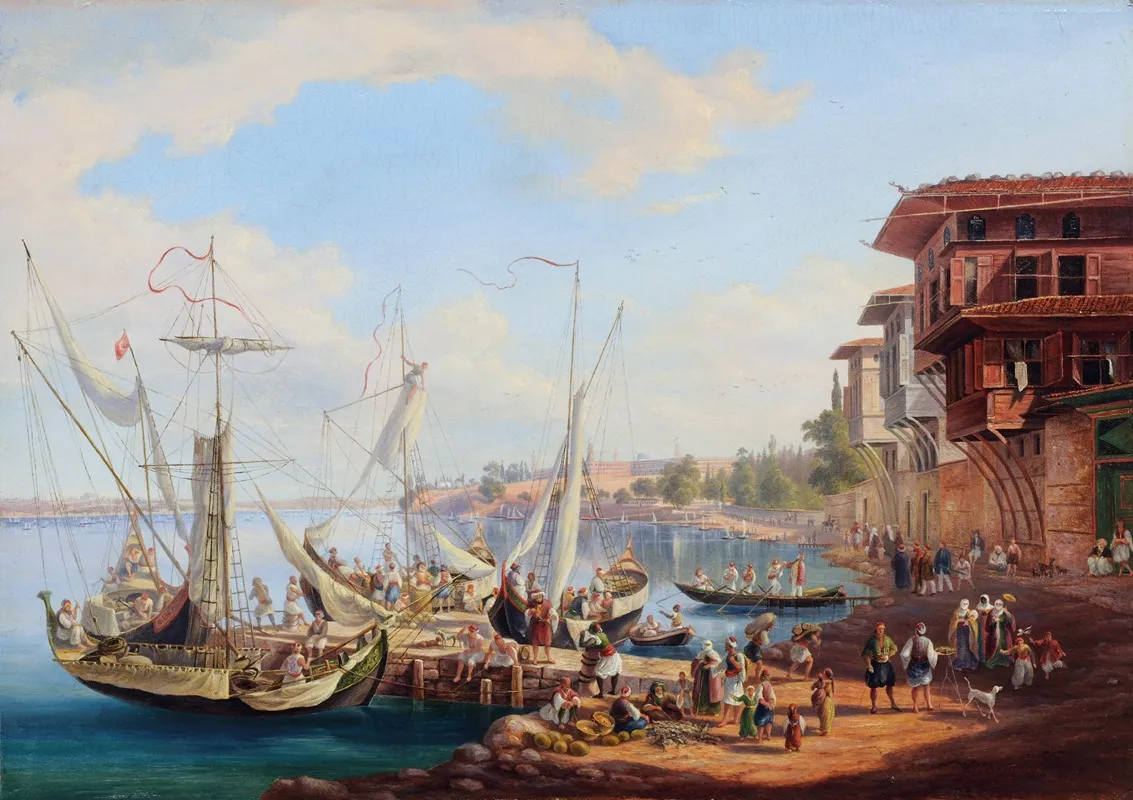 View Of The Bosporus Wall Art by Johann Jakob Falkeisen - High-Resolution Digital Print