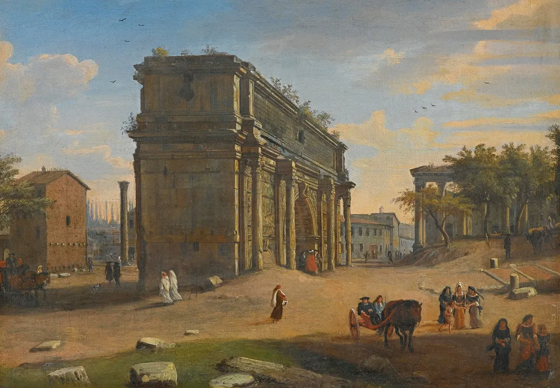 View Of The Campo Vaccino With The Arch Of Septimius Severus