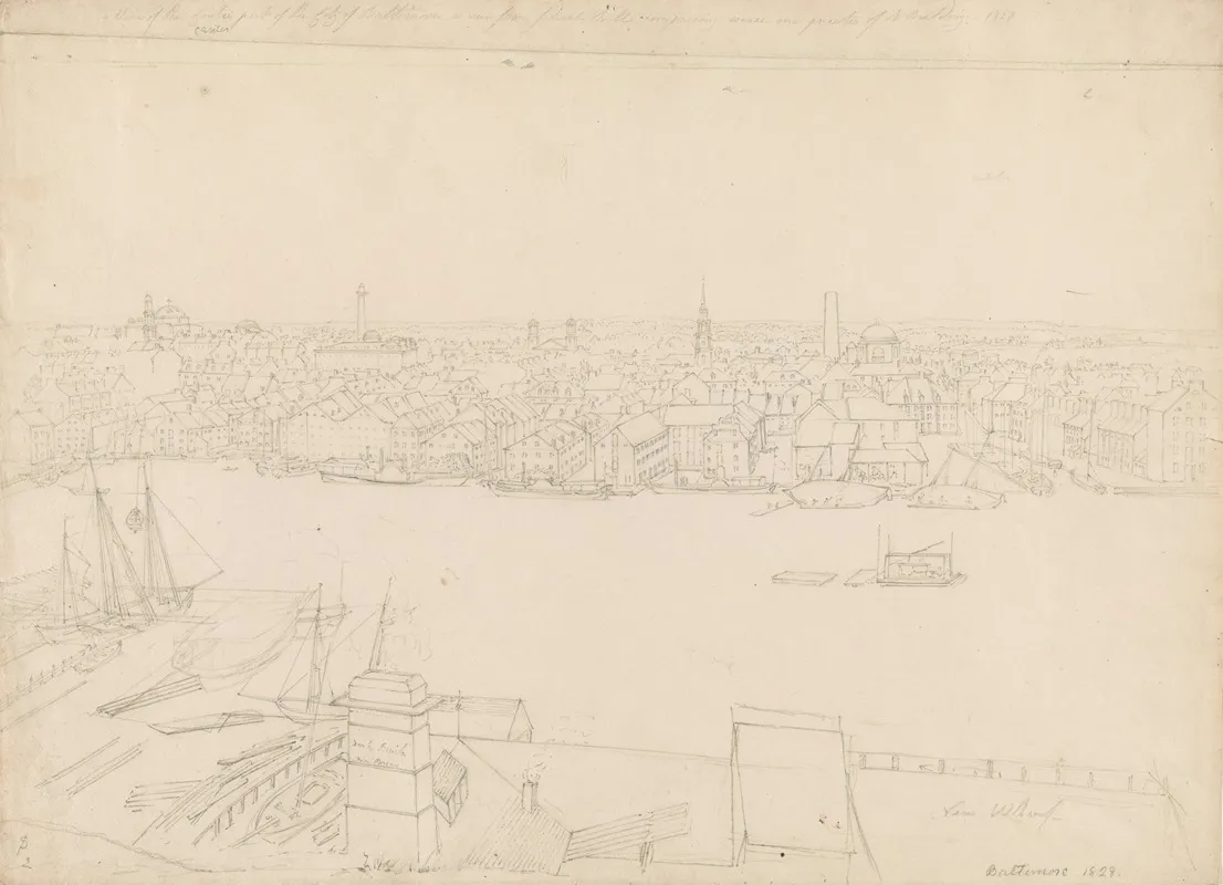 View Of The Center Part Of The City Of Baltimore As Seen From Federal Hill Comprising Scarce One Quarter Of Its Buildings 1828